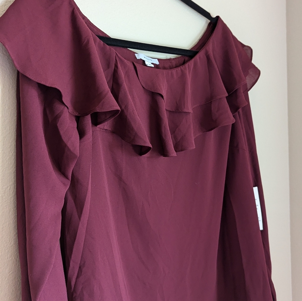 NWT Maette Wine Color Blouse Size XL - Picture 3 of 4